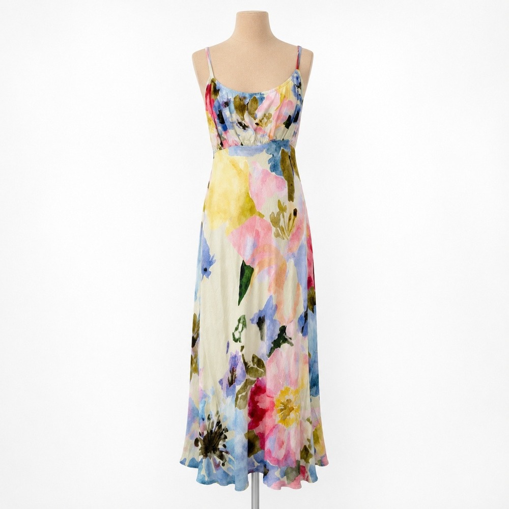 Y2K Floral Watercolor Midi Dress